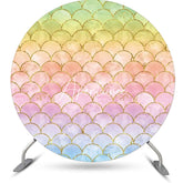 Aperturee - Multicolor Mermaid Scales Round Birthday Backdrop